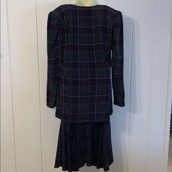Vtg 80s/90s Argenti plaid silk dress - Picture 6 of 8